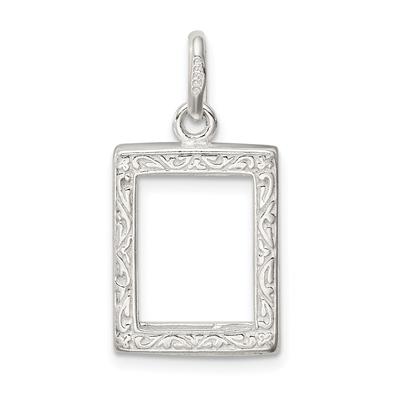Sterling Silver Picture Frame Charm Pendant Jewelry 23mm x 14mm